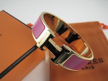 Hermes Peach Enamel Clic H Bracelet Narrow Width (18mm) In Gold